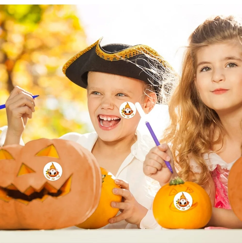 50 ct HAPPY FALL Y'ALL Label Stickers Roll, 1.5 inch Thanksgiving Autumn